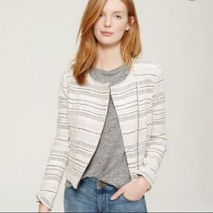Ann Taylor Loft Ivory Striped Tweed Moto Jacket 4